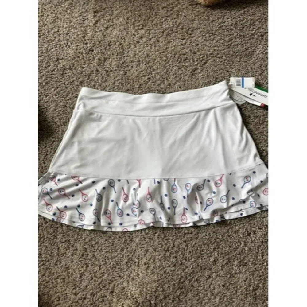 Grand Slam Perforance White Colorful Tennis Skorts Shorts Back Pocket Size XL